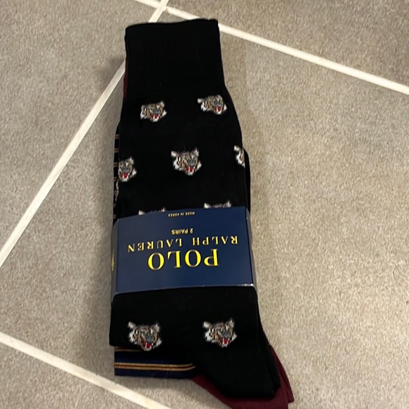 Polo Ralph Lauren Tiger Stripe Casual / Dress socks 2 pair mens shoes sz 6-12.5 - Picture 1 of 6